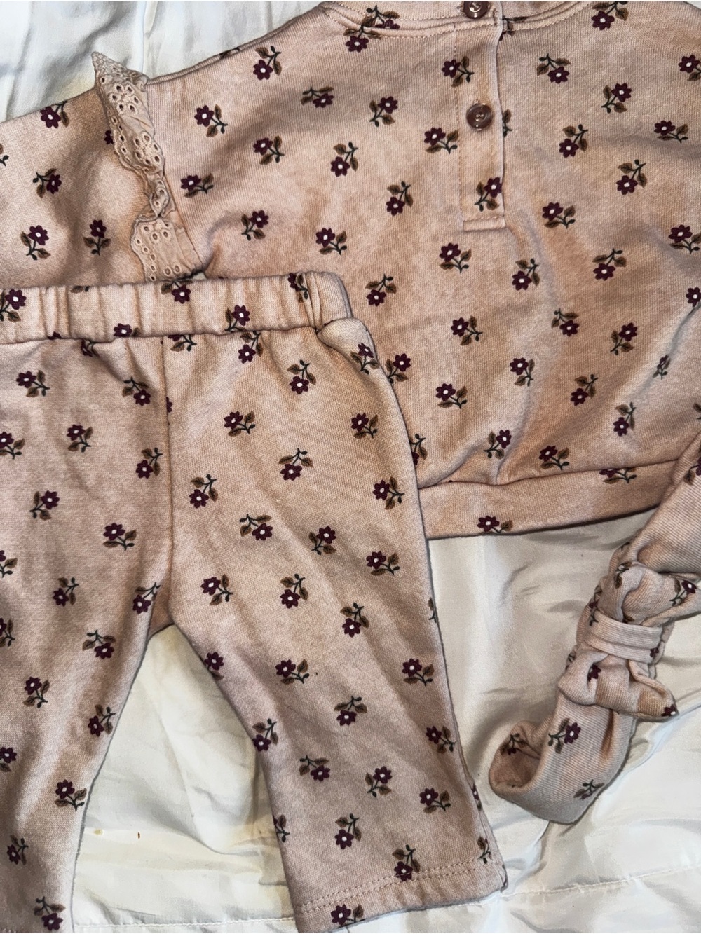 Nicole Miller Floral Sweatshirt Set with Headband - Mauve/Purple - Picture 2 of 4